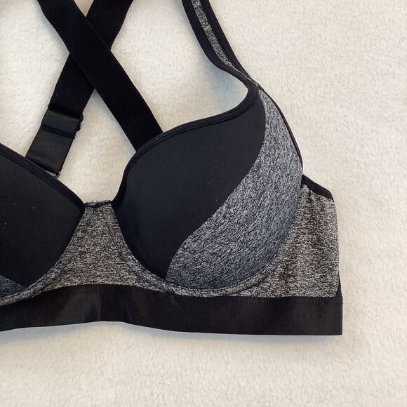 Secret Possessions Bra‎ Women’s Size 34B Black Gray Underwire Push Up Crossback - Picture 3 of 9